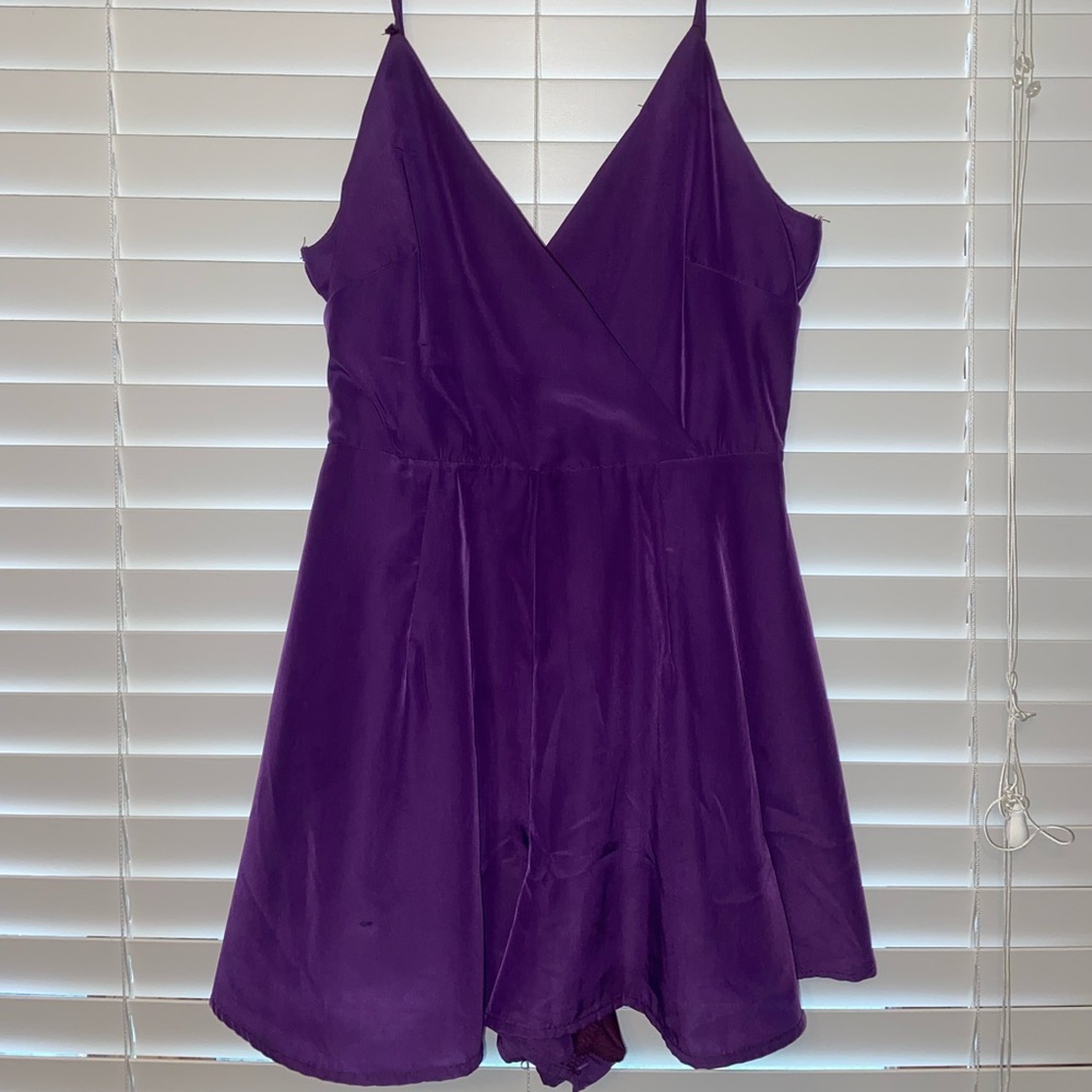 Purple lace up back romper Size M
